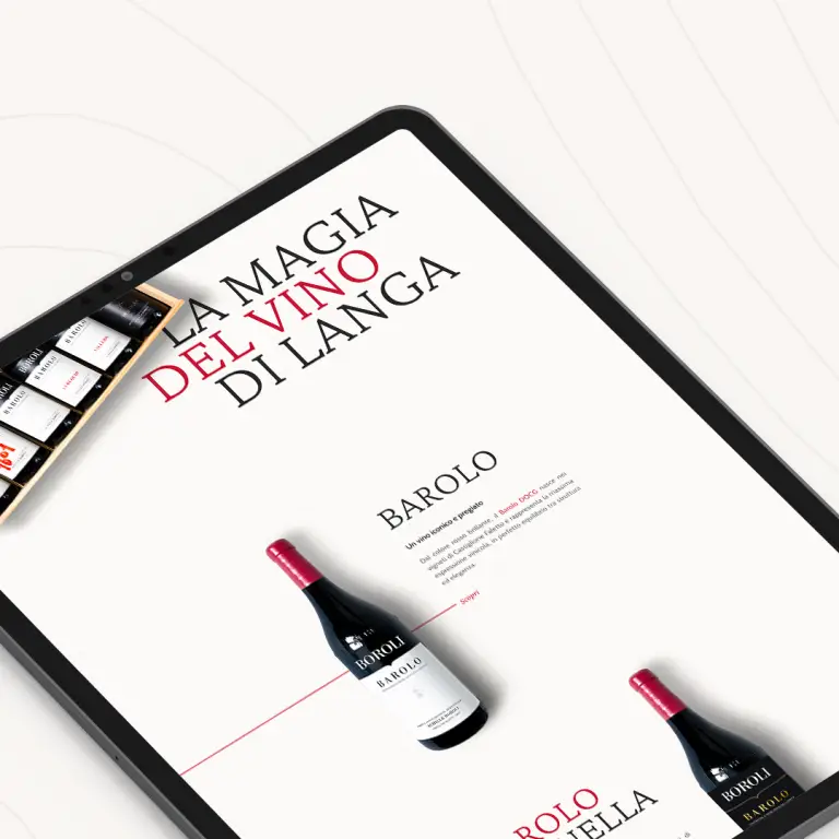 Illustrazione pagina dedicata ai vini nel sito web di Boroli