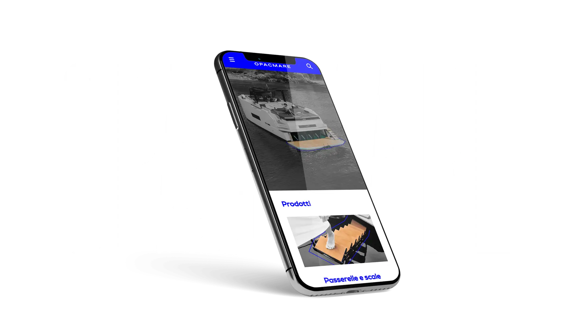 Sito web Opac Mare mostrato su un cellulare